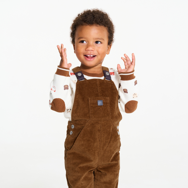 سالوبيت مخملي مضلّع باللون البني للأولاد الصغار